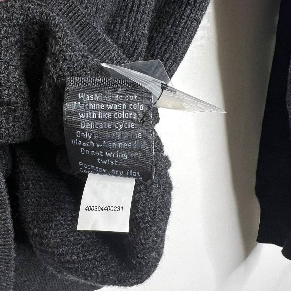 Marc Anthony Charcoal Crewneck Sweater Mens Large Slim Fit Luxe Tuck Stitch Crew